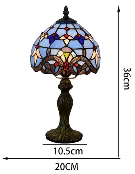 Tiffany stolná lampa Barokblue 105 Huizhou Oufu Lighting v.36xš.20,sklo/kov,40W