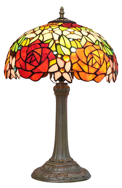 Rose Orange - Red stolná lampa tiffany 220