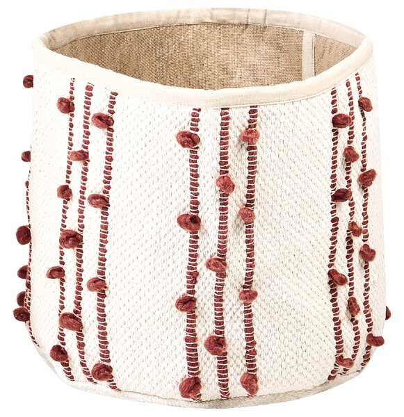 Súprava 2 úložných košov béžová červená bavlna výška 40/45 cm koše na bielizeň doplnky dekorácie boho dizajn