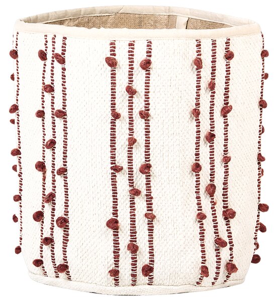 Súprava 2 úložných košov béžová červená bavlna výška 40/45 cm koše na bielizeň doplnky dekorácie boho dizajn