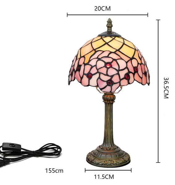 Lampy Tiffany Tiffany stolná lampa Pink Garden 108 Huizhou Oufu Lighting v.36xš.20, sklo/kov,40W