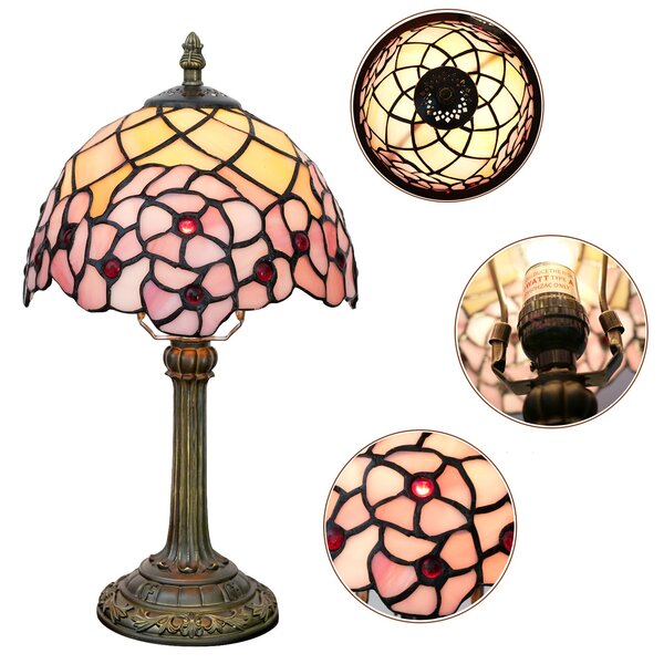 Lampy Tiffany Tiffany stolná lampa Pink Garden 108 Huizhou Oufu Lighting v.36xš.20, sklo/kov,40W