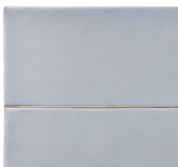 Posteľ svetlosivá zamatová 160 x 200 cm s úložným priestorom a 2 zásuvkami glamour moderný dizajn