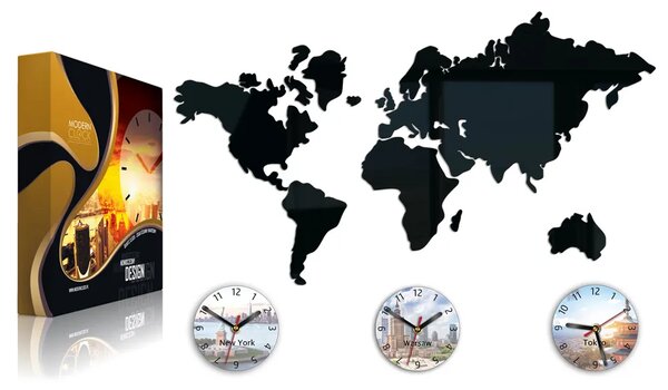ModernClock 3D nalepovacie hodiny Town čierne
