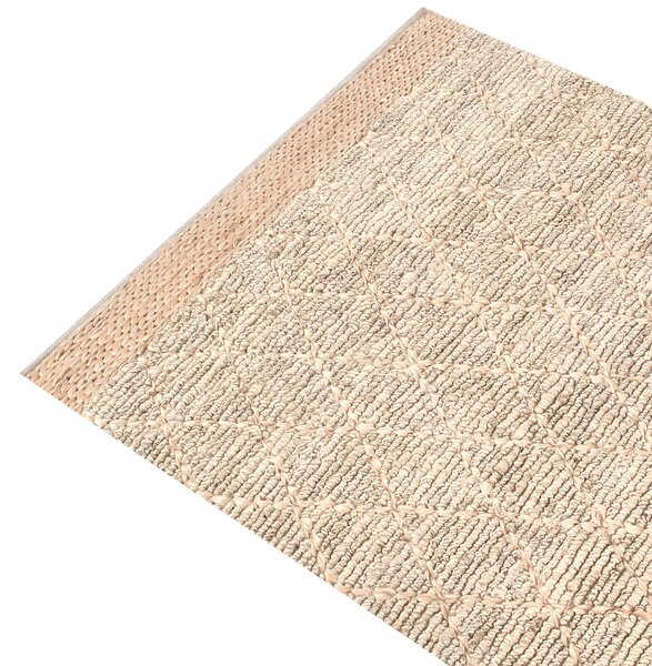 Koberec béžový jutový 200 x 300 cm ručne tkaný s geometrickým vzorom boho obývacia izba spálňa