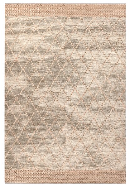 Koberec béžový jutový 200 x 300 cm ručne tkaný s geometrickým vzorom boho obývacia izba spálňa
