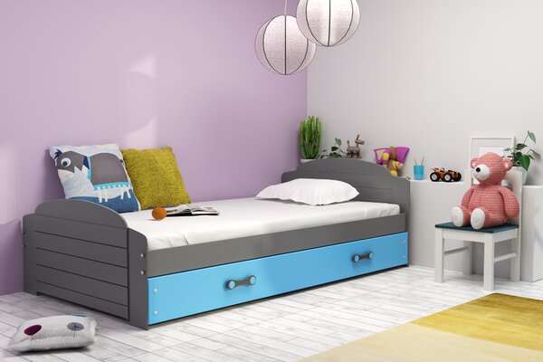HRUŠKA Posteľ LILI 200x90 grafitová - modrá