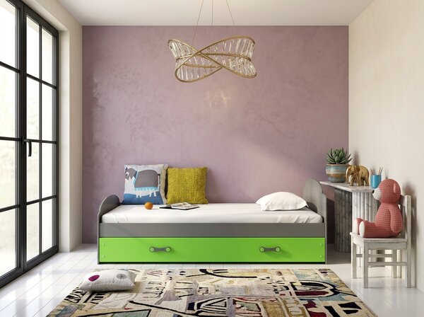 HRUŠKA Posteľ LILI 200x90 grafitová - zelená