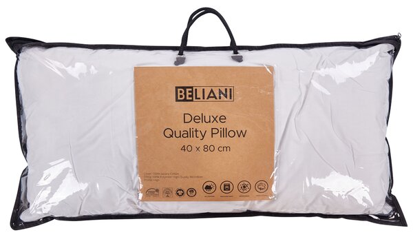 Vankúš na spanie biely bavlna japara 40 x 80 cm polyesterová výplň vysoký profil