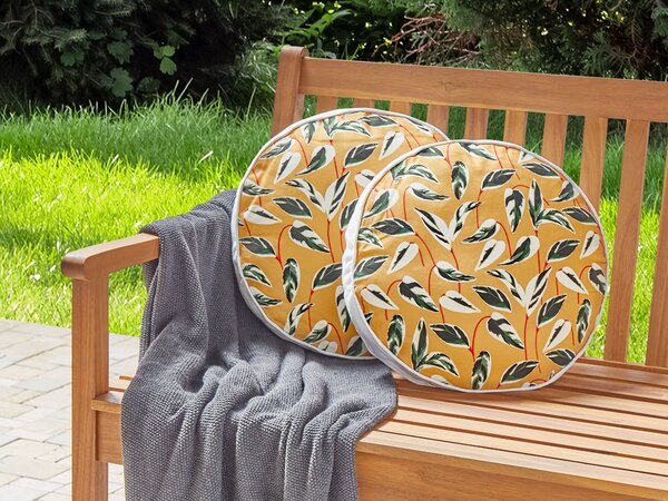 Sada 2 záhradných vankúšov viacfarebná polyester ⌀ 40 cm okrúhla vzor listov s motívom moderný dizajn