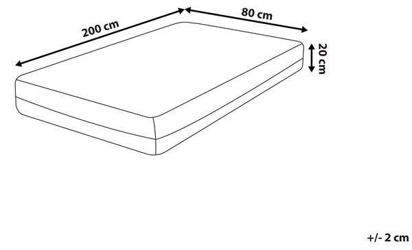 Matrac z pamäťovej peny biely 80 x 200 cm tvrdý so snímateľným poťahom na zips
