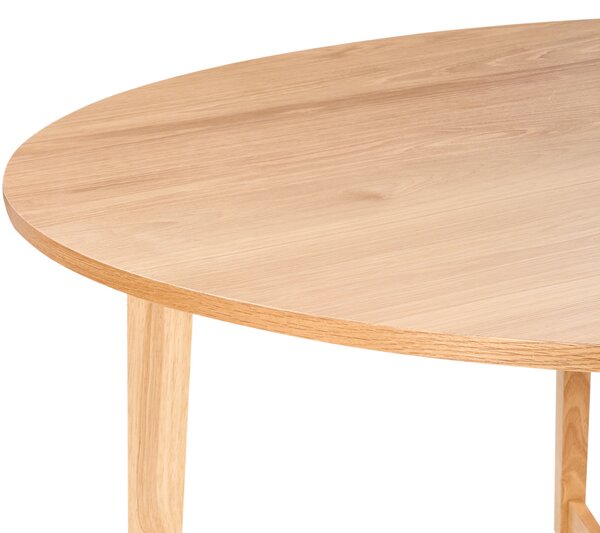 Jedálenský stôl svetlý dub MDF kaučukové drevo ø 120 cm okrúhly retro dizajn obývacia izba jedáleň