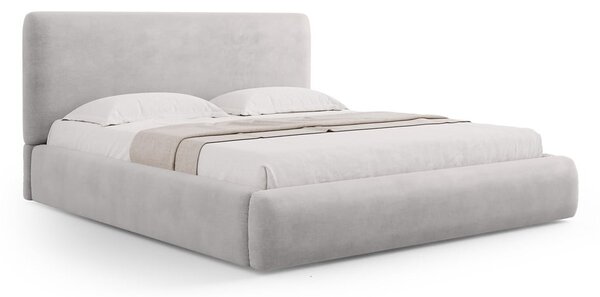 Svetlosivá čalúnená dvojlôžková posteľ s úložným priestorom s roštom 180x200 cm Colonel – Cosmopolitan Design