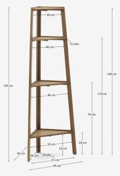 MUZZA ROHOVÝ REGÁL VICA 42 x 150 cm přírodní