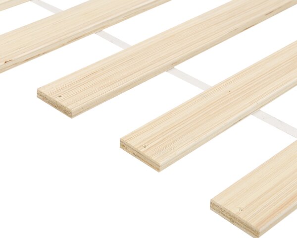 Drevená posteľ svetlohnedá borovicové drevo 160 x 200 cm rám postele s lamelovým čelom a roštom minimalistický dizajn