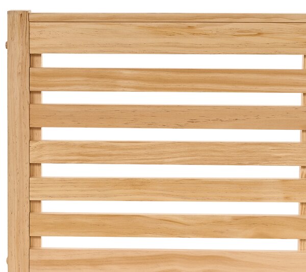 Drevená posteľ svetlohnedá borovicové drevo 160 x 200 cm rám postele s lamelovým čelom a roštom minimalistický dizajn