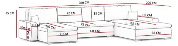 Rozkladacia rohová sedacia súprava TORONTO Svetlo sivá/biela eko-koža Pravá