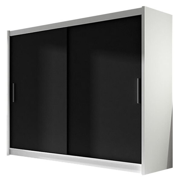 Veľká šatníková skriňa BEGA I biela/čierna šírka 180 cm