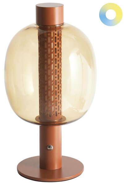 Stolná LED lampa hnedá bezdrôtová hliníková sklenené tienidlo moderné osvetlenie do interiéru