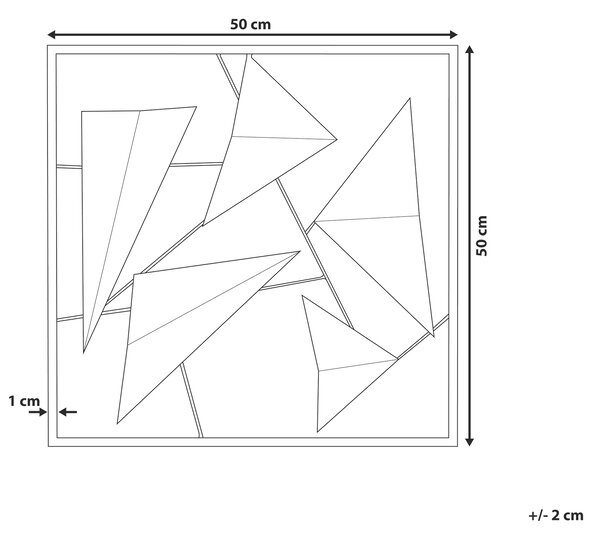 Nástenná dekorácia zlatá modrá kov 50 x 50 cm štvorcový tvar opotrebovaný vzhľad 3D geometrický dizajn moderný štýl obývačka spálňa