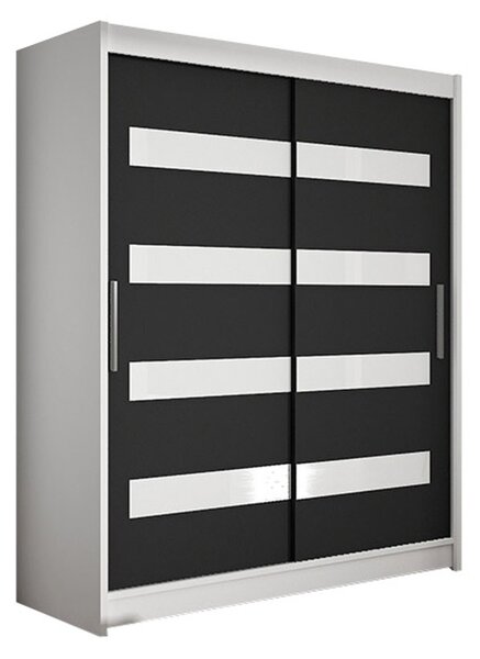 Veľká šatníková skriňa WESTA IV biela/čierna šírka 150 cm