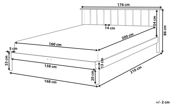 Posteľ svetlé borovicové drevo 160 x 200 cm dvojlôžko s lamelovým čelom a roštom minimalistický rustikálny štýl
