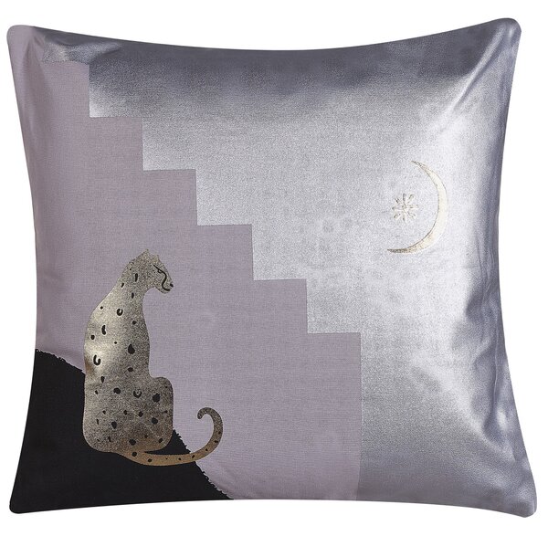 Sada 2 dekoratívnych vankúšov sivá viacfarebná bavlna 45 x 45 cm štvorcový tvar abstraktný vzor motív geparda glamour štýl doplnky
