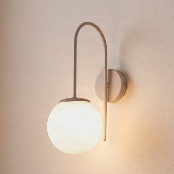 Luminex Nástenné svetlo Cambridge, béžová, výška 34 cm, kov/sklo, E14, Krémová / jantárovo žltá, Obývacia izba / jedáleň, kov, Moderný, Nástenné svietidlo