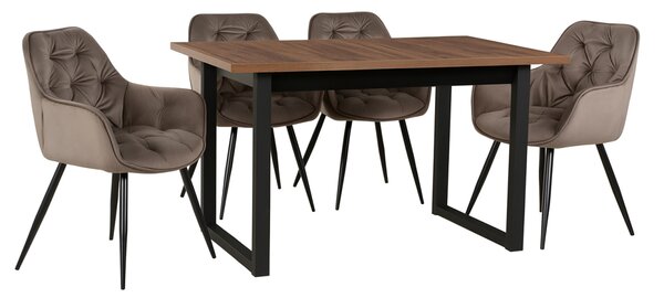 PROFI jedálenský set IKON 3 + 4x stoličky CHERRY velvet