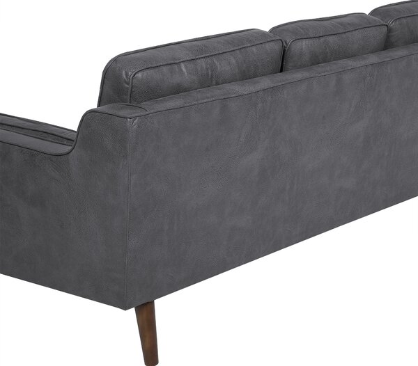 3-miestna pohovka sivá umelá koža drevené dubové nohy retro vintage glamour štýl obývacia izba