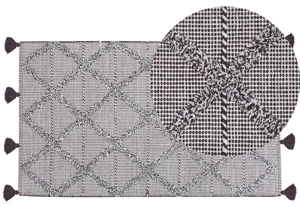 Koberec hnedý bavlnený 80 x 150 cm geometrický vzor so strapcami orientálny obývačka spálňa