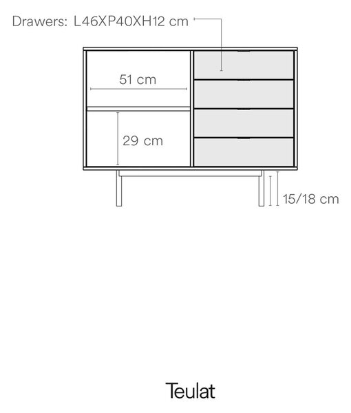 Nízka komoda v dekore duba v bielo-prírodnej farbe 108x80 cm Sierra – Teulat