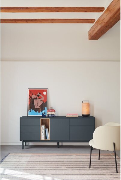 Tmavosivá nízka komoda 180x76 cm Corvo - Teulat