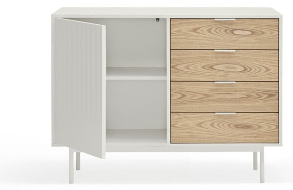 Nízka komoda v dekore duba v bielo-prírodnej farbe 108x80 cm Sierra – Teulat