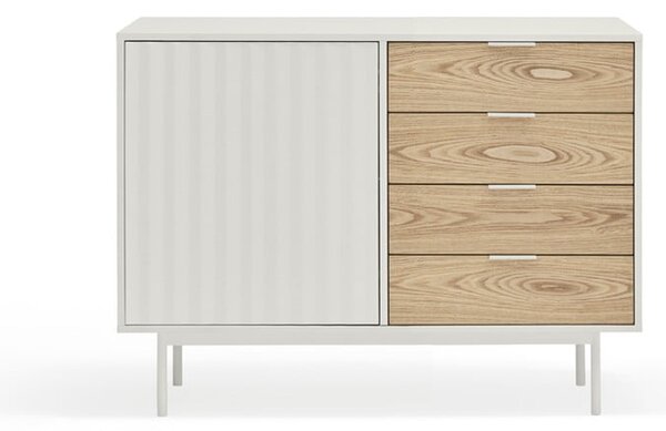 Nízka komoda v dekore duba v bielo-prírodnej farbe 108x80 cm Sierra – Teulat