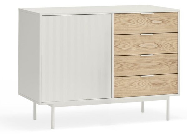 Nízka komoda v dekore duba v bielo-prírodnej farbe 108x80 cm Sierra – Teulat