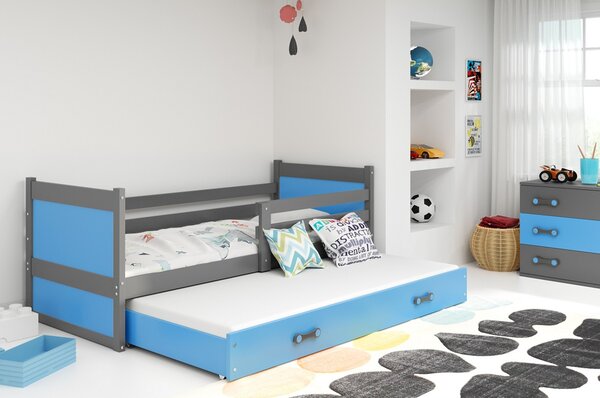 Detská posteľ s výsuvnou posteľou RICO 200x90 cm Sivá Borovica