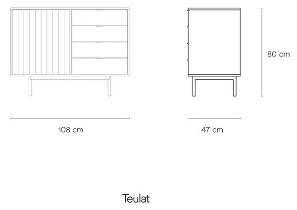 Nízka komoda v dekore duba v bielo-prírodnej farbe 108x80 cm Sierra – Teulat