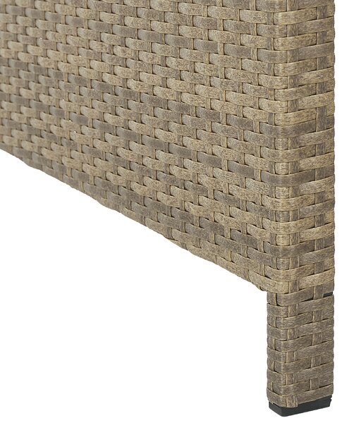 Záhradná sedacia súprava biela hnedá umelý ratan polyester hliník pre 5 osôb pohovka 2 kreslá 2 taburetky stôl moderný štýl záhrada