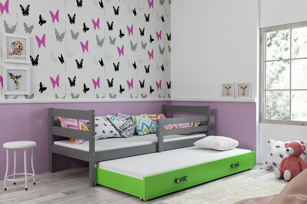 Detská posteľ s výsuvnou posteľou ERYK 200x90 cm Sivá Sivá
