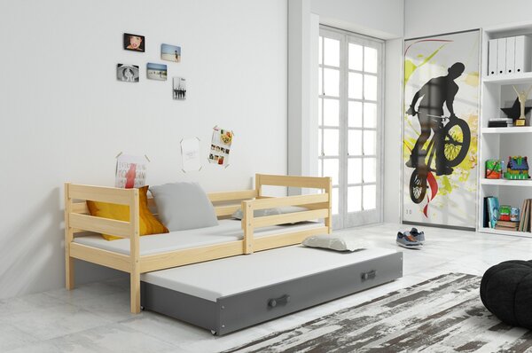 Detská posteľ s výsuvnou posteľou ERYK 200x90 cm Sivá Sivá