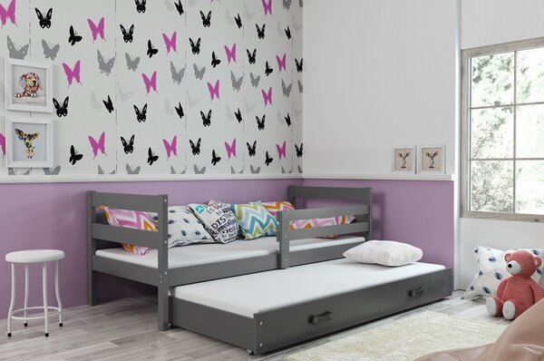 Detská posteľ s výsuvnou posteľou ERYK 200x90 cm Sivá Sivá