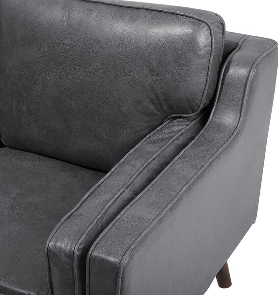 2-miestna pohovka sivá umelá koža drevené dubové nohy retro vintage glamour štýl obývacia izba