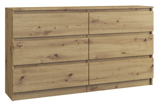 Komoda 6 šuflíkov Malva 140 cm dub artisan