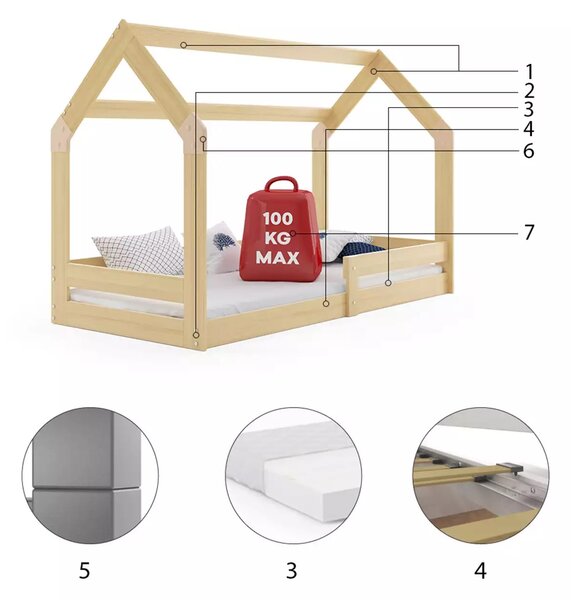 HRUŠKA Domčeková posteľ DOMČEK 1 160x80 borovica