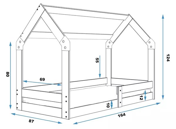 HRUŠKA Domčeková posteľ DOMČEK 1 160x80 borovica