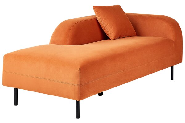 Leňoška oranžová zamatová 2-miestna pravostranná retro minimalistický štýl obývacia izba