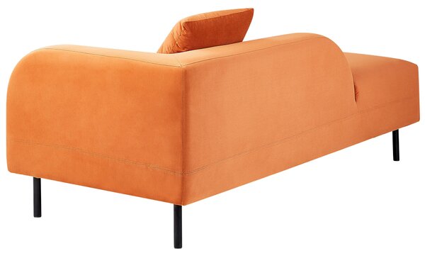 Leňoška oranžová zamatová 2-miestna pravostranná retro minimalistický štýl obývacia izba