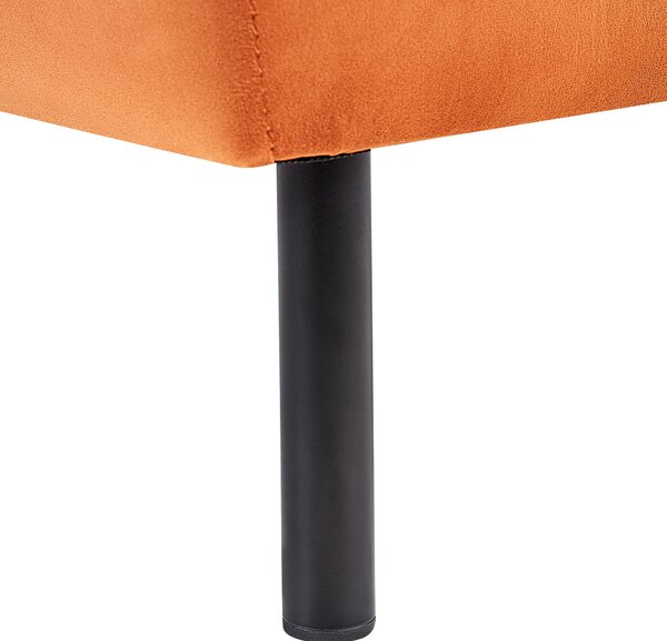 Leňoška oranžová zamatová 2-miestna pravostranná retro minimalistický štýl obývacia izba