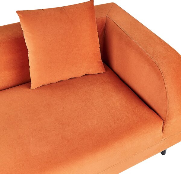 Leňoška oranžová zamatová 2-miestna pravostranná retro minimalistický štýl obývacia izba